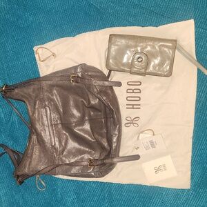 HOBO Merrin Convertible Purse Backpack/Shoulder Bag Leather Grey w/ a hobowallet